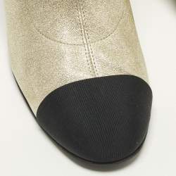 Pre Owned Chanel CC Size 41 Gold/Black Canvas and Leather Ankle Length Boots