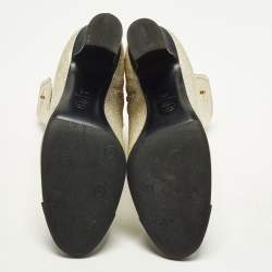 Pre Owned Chanel CC Size 41 Gold/Black Canvas and Leather Ankle Length Boots