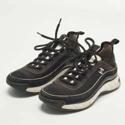 مملوكة مسبقًا Chanel CC Size 37.5 Black Mesh and Suede Lace Up Sneakers