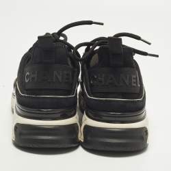 مملوكة مسبقًا Chanel CC Size 37.5 Black Mesh and Suede Lace Up Sneakers