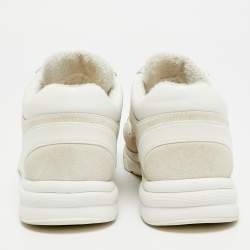 مملوكة مسبقًا Chanel CC Size 38 White/Cream Leather and Mesh Lace Up Sneakers