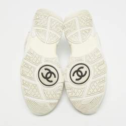مملوكة مسبقًا Chanel CC Size 38 White/Cream Leather and Mesh Lace Up Sneakers