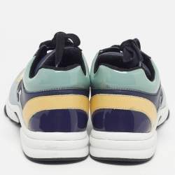 Pre Owned Chanel CC Size 38 Multicolor Leather and Patent Leather Low Top Sneakers