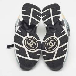 Pre Owned Chanel CC Size 38 Multicolor Leather and Patent Leather Low Top Sneakers