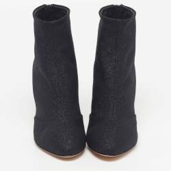 مملوكة مسبقًا Chanel CC Size 38.5 Black Lurex Fabric Ankle Length Boots