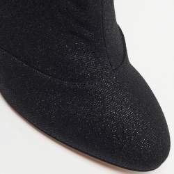 مملوكة مسبقًا Chanel CC Size 38.5 Black Lurex Fabric Ankle Length Boots