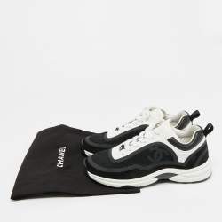 مملوكة مسبقًا Chanel CC Size 38 Black/White Leather and Tweed Low Top Sneakers