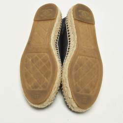 Pre Owned Chanel CC Size 37 Black Leather Cap Toe Espadrille Flats