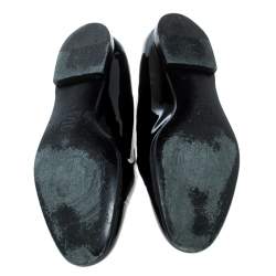 Pre Owned Chanel Black Patent Leather CC Smoking Slippers Size 38 