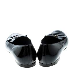 Pre Owned Chanel Black Patent Leather CC Smoking Slippers Size 38 