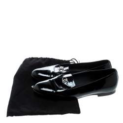 Pre Owned Chanel Black Patent Leather CC Smoking Slippers Size 38 