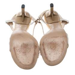 Chanel Beige Fabric CC Logo Slingback Sandals Size 37