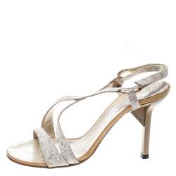 Chanel Beige Fabric CC Logo Slingback Sandals Size 37