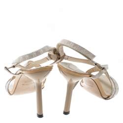 Chanel Beige Fabric CC Logo Slingback Sandals Size 37