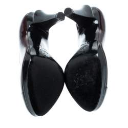 Pre Owned Chanel Black Patent Leather Cap Toe Platform Pumps Size 36