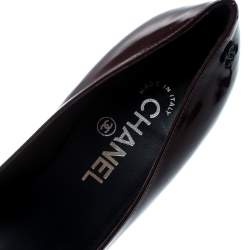 Pre Owned Chanel Black Patent Leather Cap Toe Platform Pumps Size 36