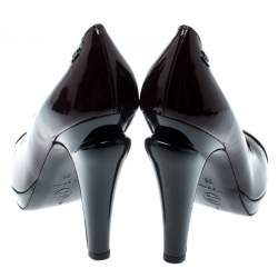 Pre Owned Chanel Black Patent Leather Cap Toe Platform Pumps Size 36