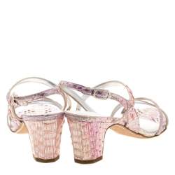Chanel Multicolor Python Leather CC Open Toe Slingback Sandals Size 37