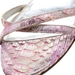 Chanel Multicolor Python Leather CC Open Toe Slingback Sandals Size 37