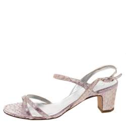 Chanel Multicolor Python Leather CC Open Toe Slingback Sandals Size 37