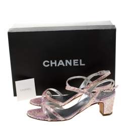 Chanel Multicolor Python Leather CC Open Toe Slingback Sandals Size 37