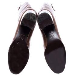 Chanel Brown Leather Cap Toe Block Heel High Boots Size 39