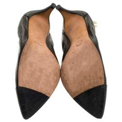 Pre Owned حذاء كعب عالي شانيل مجعد  CC جلد تنقيط بولكا ذهبي/ أسود مقاس 38