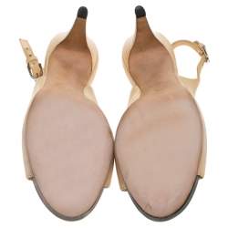 مملوكة مسبقًا Chanel Beige Leather CC Peep Toe Platform Slingback Sandals Size 41