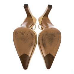Chanel Beige Leather Pointed Toe Slingback Sandals Size 37.5