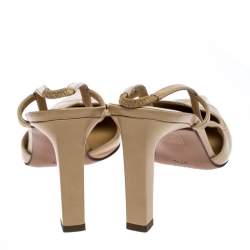 Chanel Beige Leather Pointed Toe Slingback Sandals Size 37.5