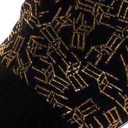 Chanel Black/Gold Printed Fabric Cap Toe Ankle Boots Size 36.5