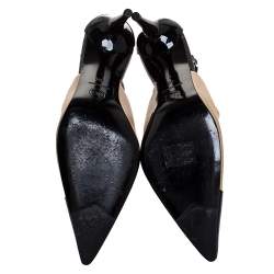 Chanel Black/Beige Leather CC Cap Toe Ankle Strap Booties Size 40