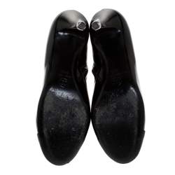 Chanel Black Patent Leather Cap Toe CC Ankle Boots Size 39.5