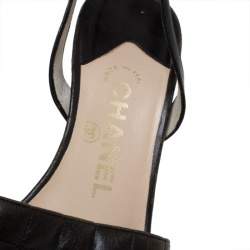 Chanel Dark Brown Leather Chocolate Bar Slingback Sandals Size 36.5
