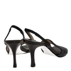 Chanel Dark Brown Leather Chocolate Bar Slingback Sandals Size 36.5