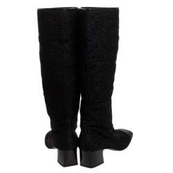 مملوكة مسبقًا Chanel Black Shimmery Nylon Cap Toe Boots Size 41