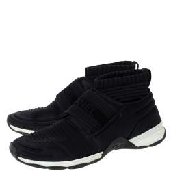 Pre Owned Chanel Black Fabric Stretch High Top Socks Sneakers Size 40.5