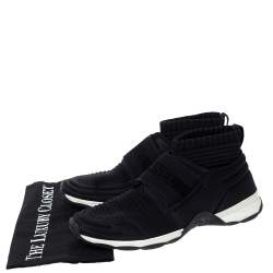 Pre Owned Chanel Black Fabric Stretch High Top Socks Sneakers Size 40.5