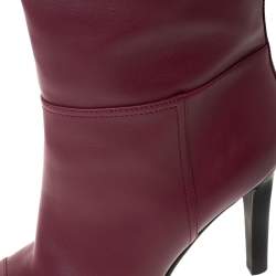 Chanel Maroon Leather Knee Length Boots Size 40