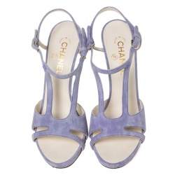 Chanel Purple Suede Strappy Sandals Size 40.5