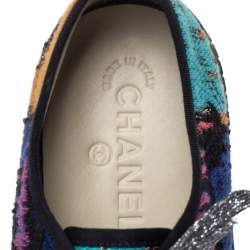 مملوكة مسبقًا Chanel Multicolor Woven Fabric CC Low Top Sneakers Size 40