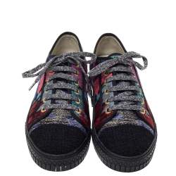مملوكة مسبقًا Chanel Multicolor Woven Fabric CC Low Top Sneakers Size 40