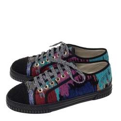 مملوكة مسبقًا Chanel Multicolor Woven Fabric CC Low Top Sneakers Size 40