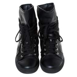 Chanel Black Leather CC Boots Size 35.5 