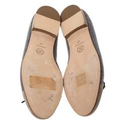 Pre Owned Chanel Two Tone Wool And Suede Bow Cap Toe Ballet Flats Size 38 