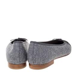 Pre Owned Chanel Two Tone Wool And Suede Bow Cap Toe Ballet Flats Size 38 