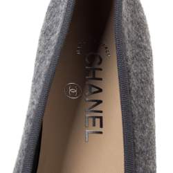 Pre Owned Chanel Two Tone Wool And Suede Bow Cap Toe Ballet Flats Size 38 