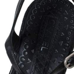 Pre Owned صندل شانيل بسير كاحل مزين بشعار الماركة سي سي و بنعل سميك جلد مبطن أسود مقاس 36