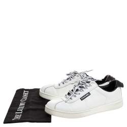 Pre Owned Chanel Monochrome Leather Logo Lace Up CC Low Top Sneakers Size 36.5