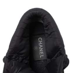 Pre Owned حذاء رياضي شانيل مرتفع من أعلى رباط سويدى ونايلون أسود مقاس 36